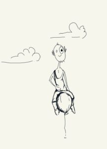 Sketch - A man drifting on a balloon