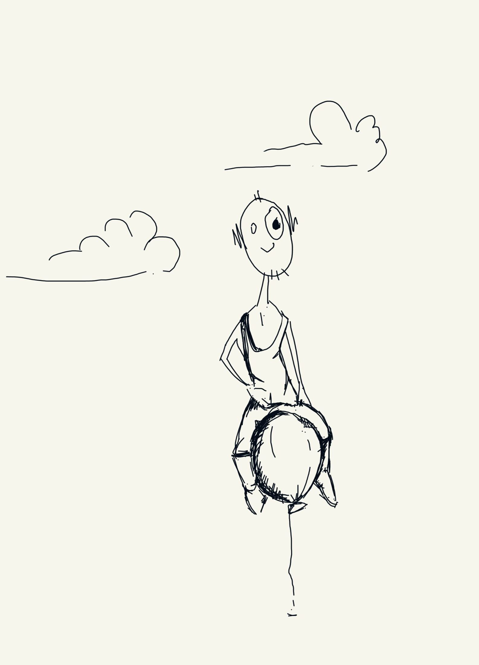 Sketch - A man drifting on a balloon
