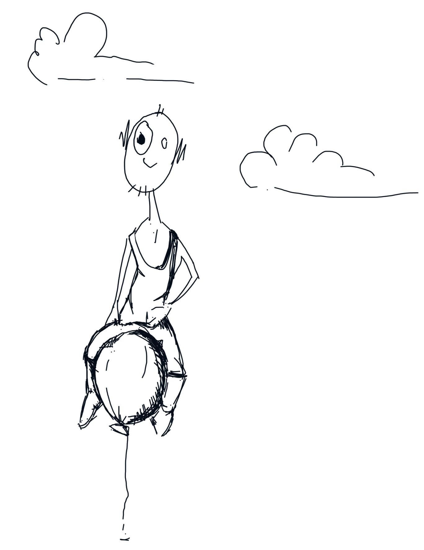 Sketch - A man drifting on a balloon