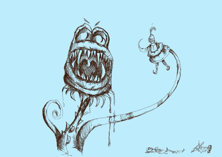 Sketch - Monster Plant eating knight